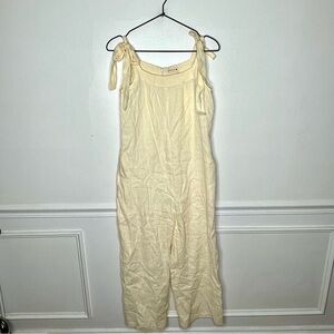 OFFON Clothing Yellow Linen Adjustable Tie-Strap Playsuit Jumpsuit